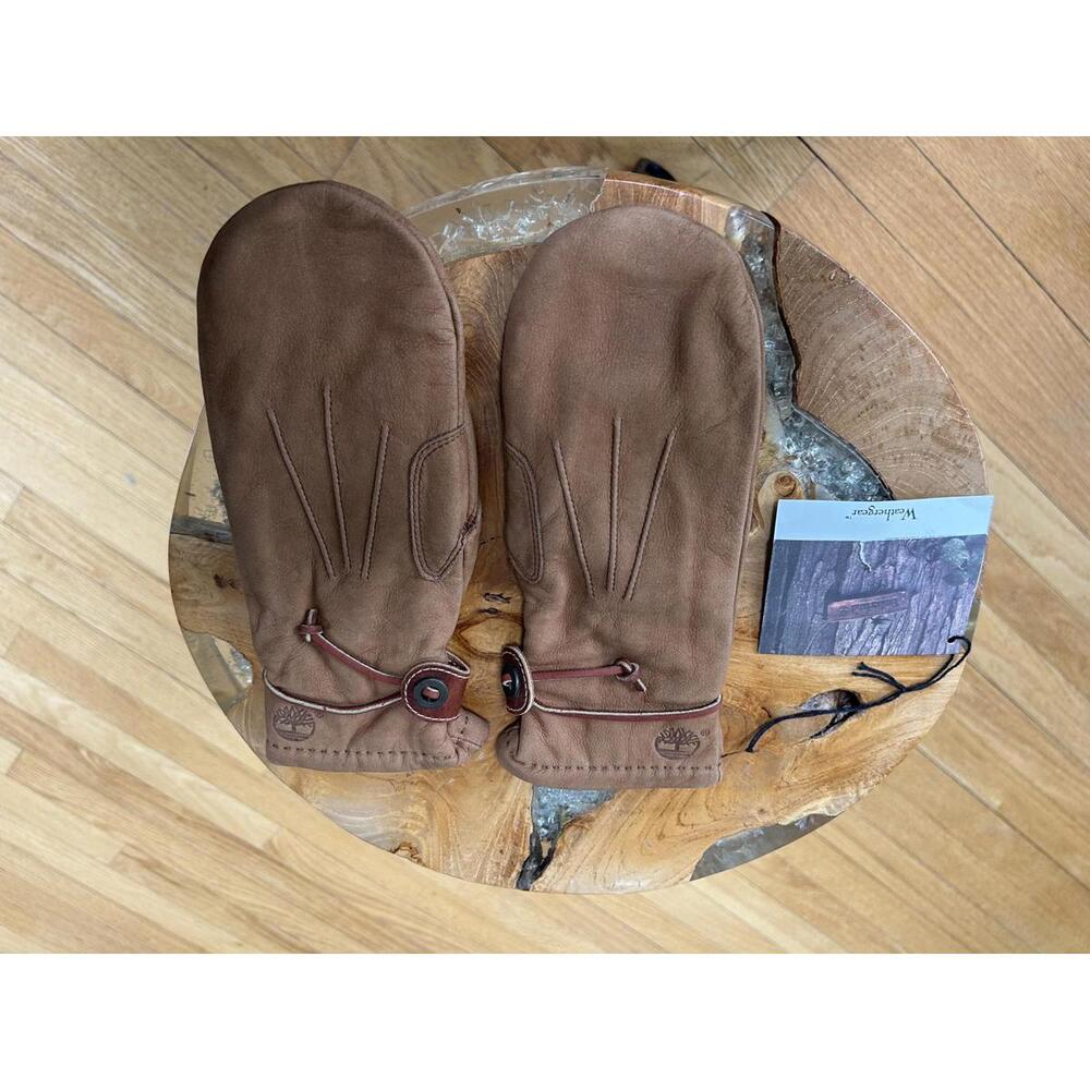 Timberland Brown Leather Mittens Size S/M